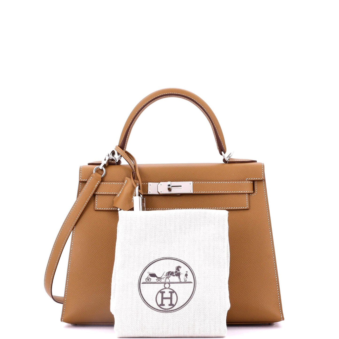 Kelly Handbag Gold Epsom with Palladium Hardware 28