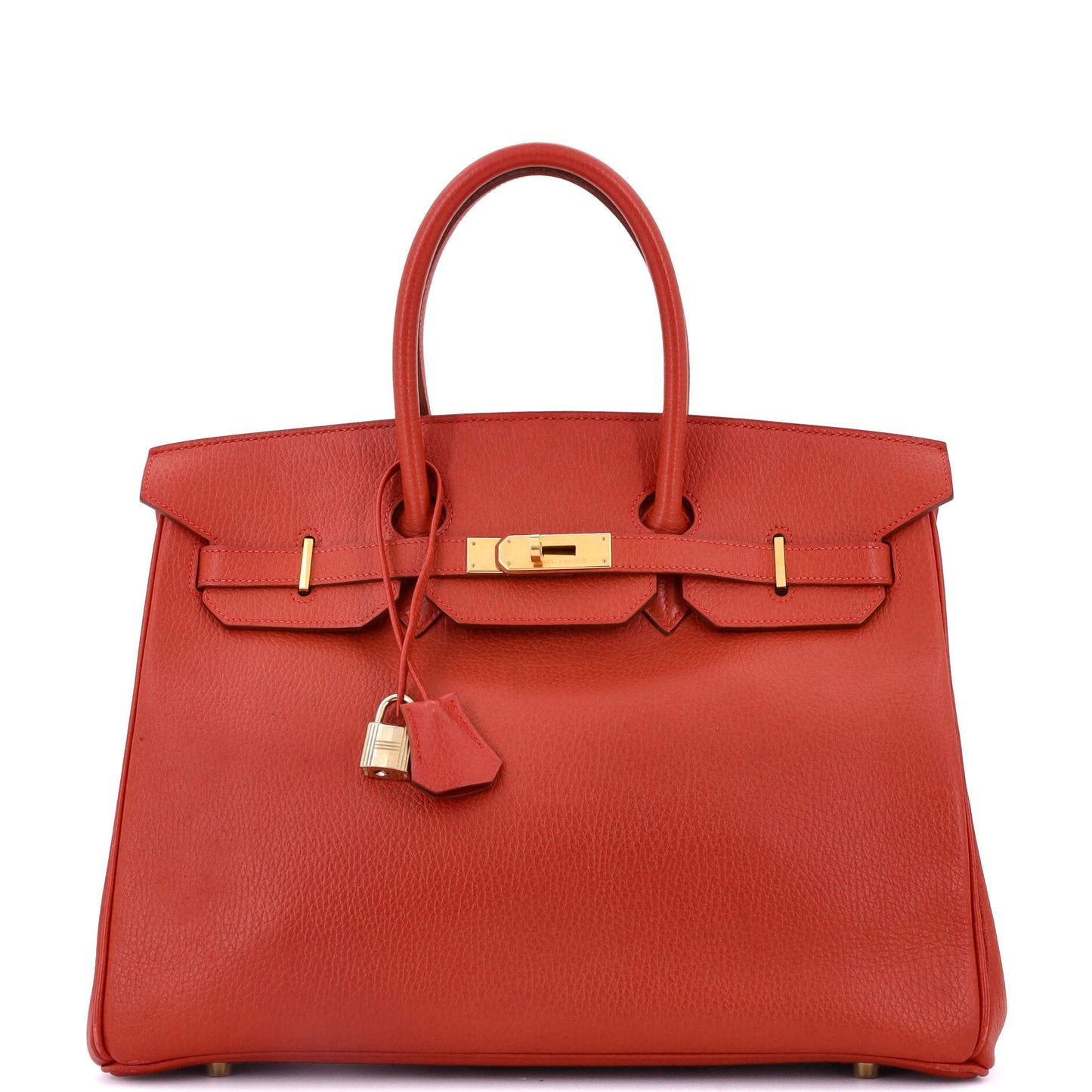 Birkin Handbag Rouge Vif Ardennes with Gold Hardware 35
