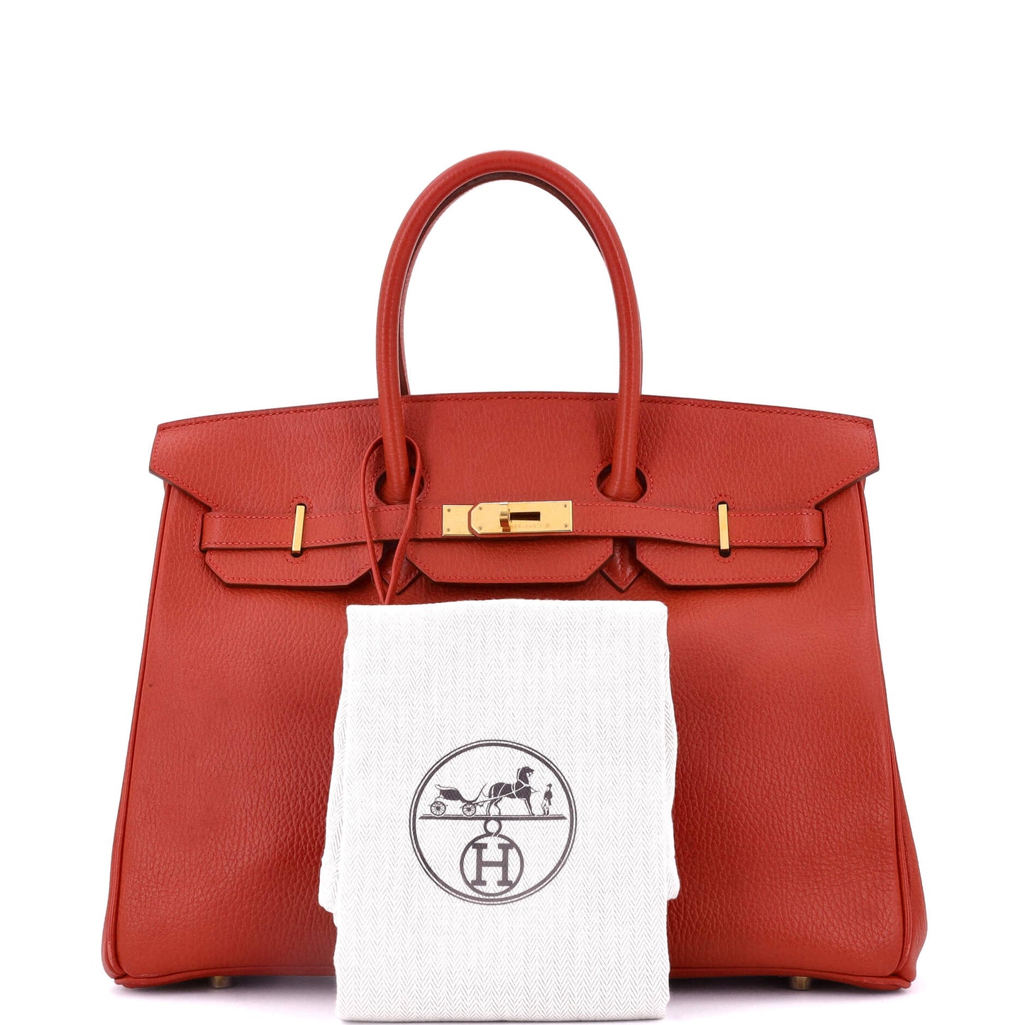 Birkin Handbag Rouge Vif Ardennes with Gold Hardware 35