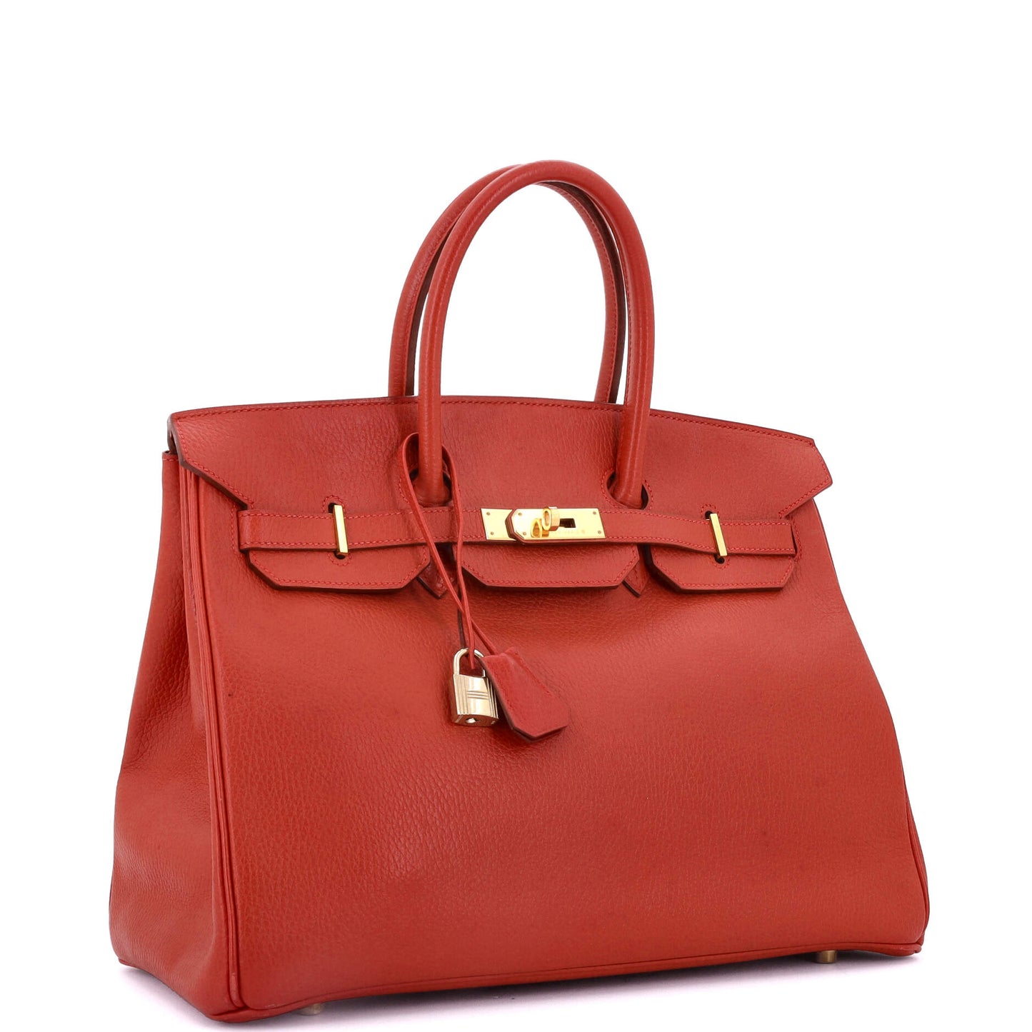 Birkin Handbag Rouge Vif Ardennes with Gold Hardware 35