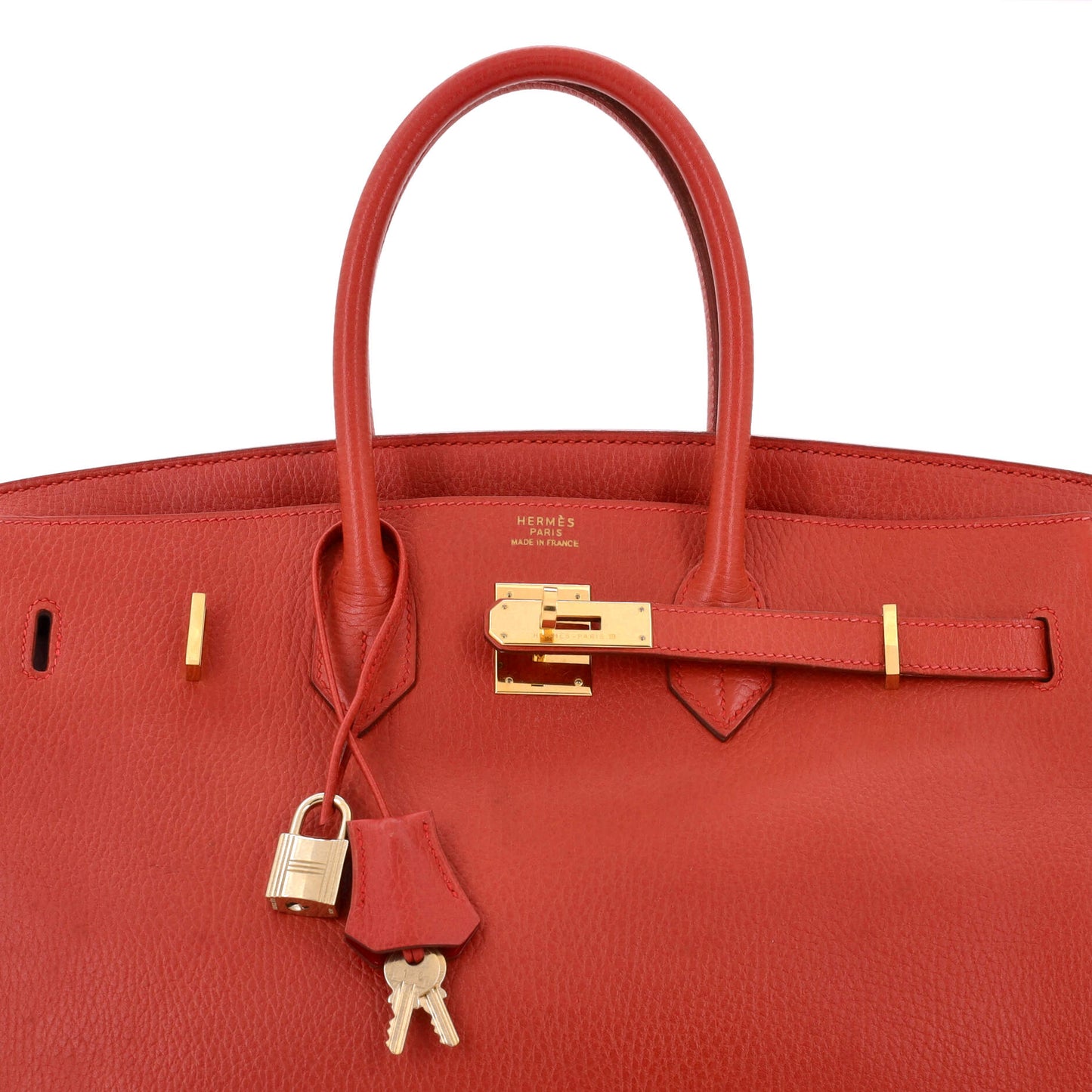 Birkin Handbag Rouge Vif Ardennes with Gold Hardware 35