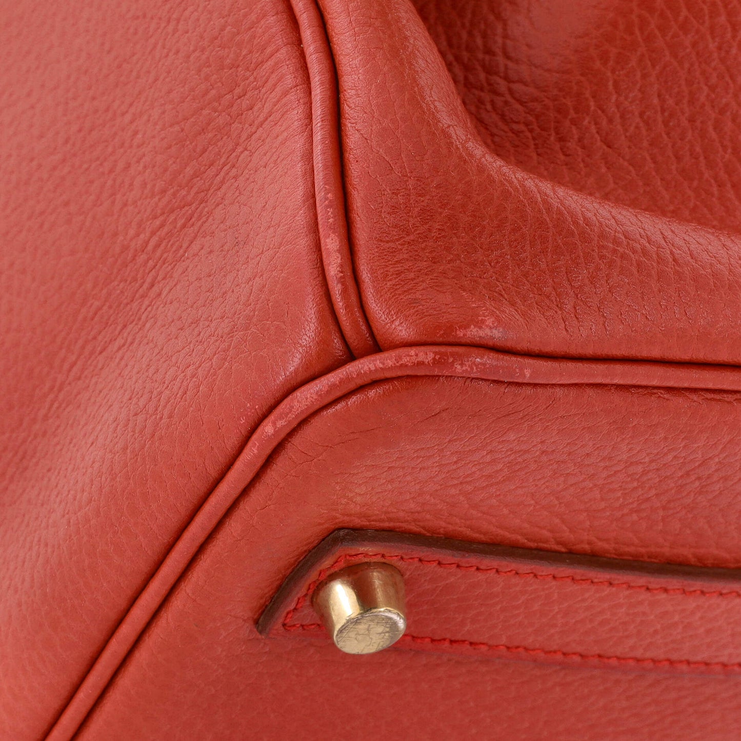 Birkin Handbag Rouge Vif Ardennes with Gold Hardware 35
