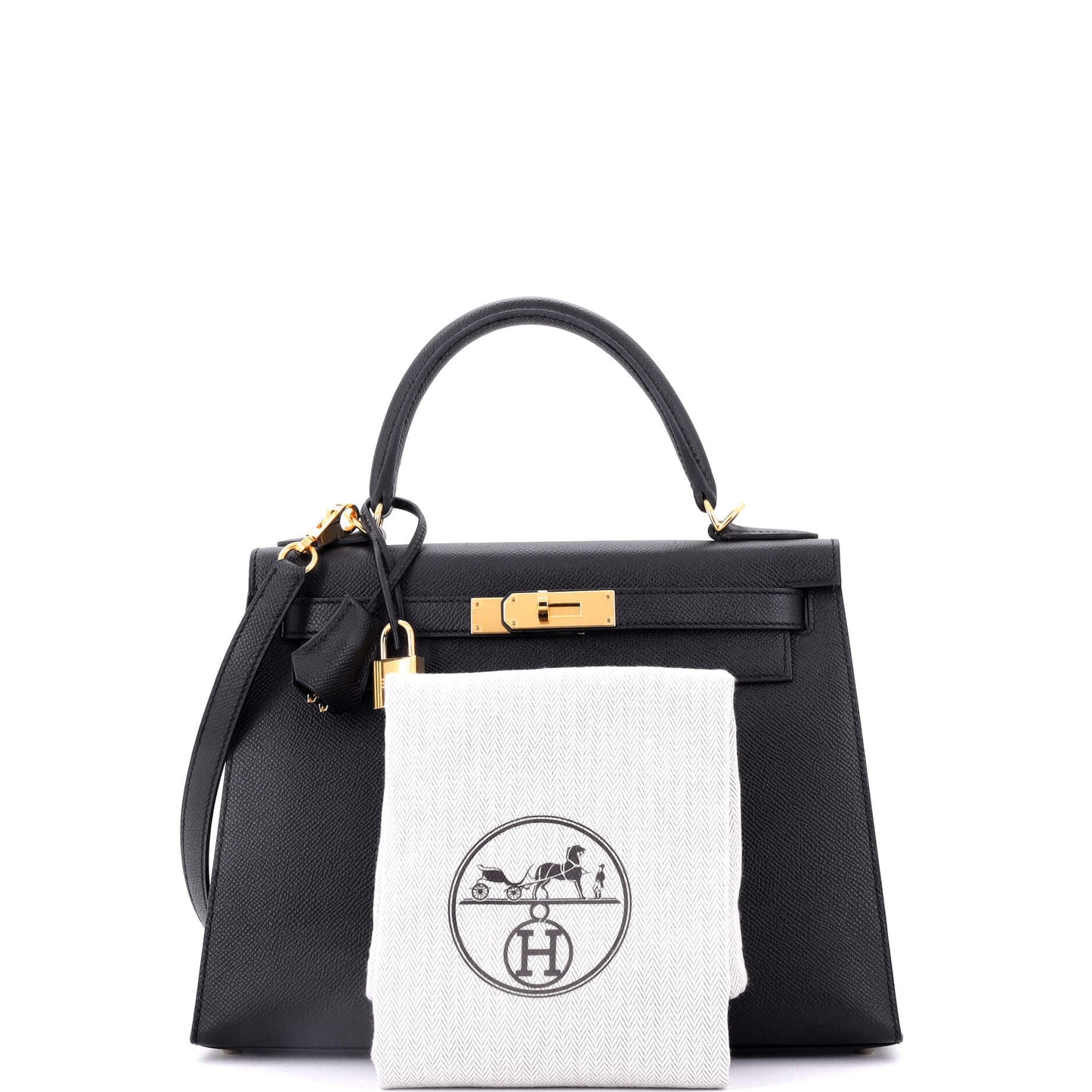 Kelly Handbag Noir Epsom with Gold Hardware 28