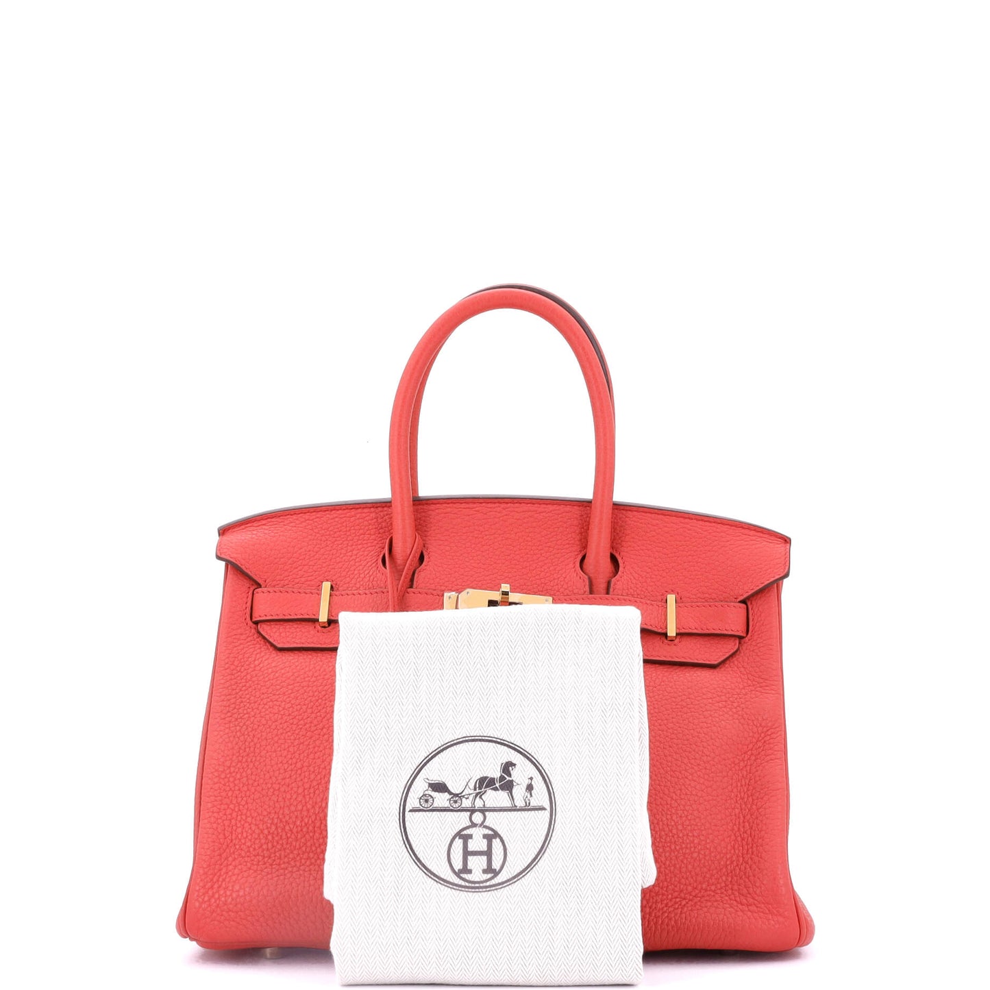 Birkin Handbag Bougainvillier Clemence with Gold Hardware 30