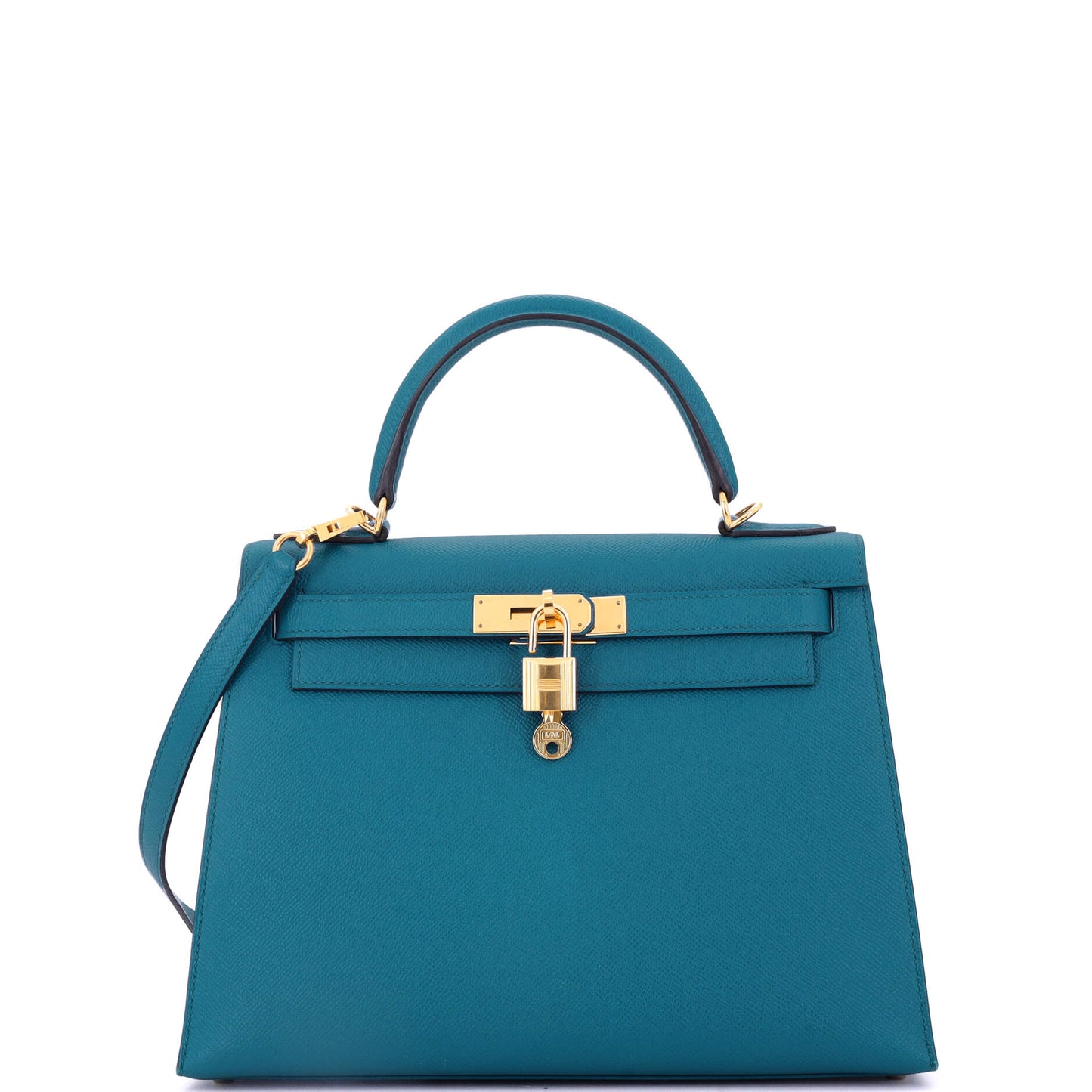 Kelly Handbag Bleu Izmir Epsom with Gold Hardware 28