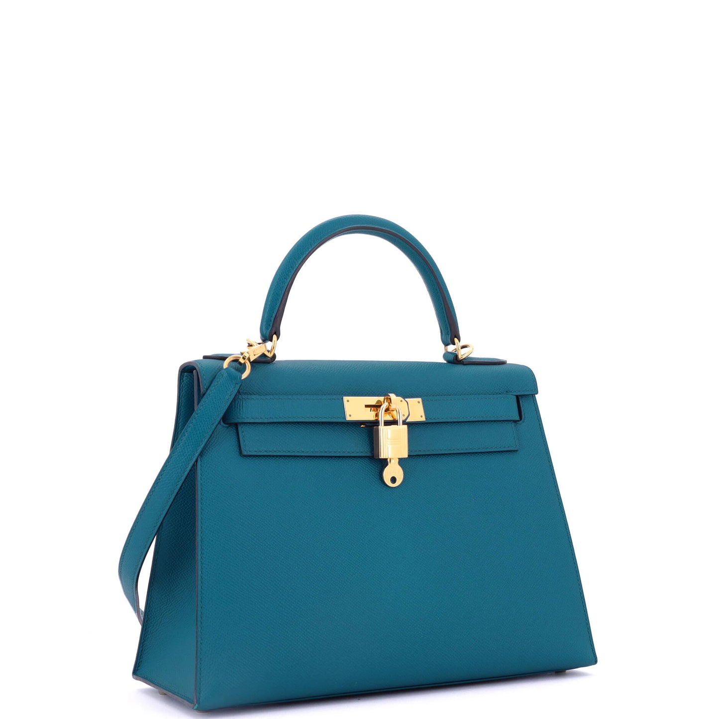 Kelly Handbag Bleu Izmir Epsom with Gold Hardware 28