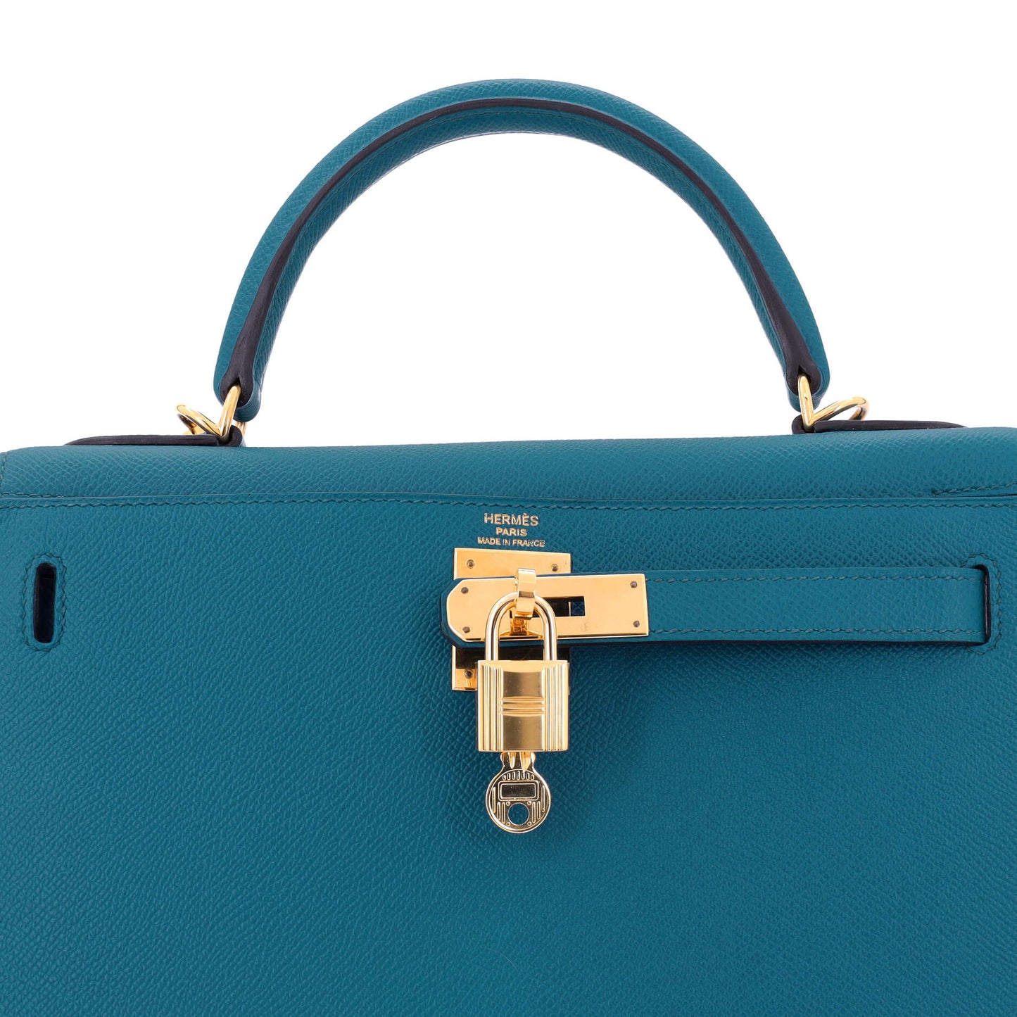 Kelly Handbag Bleu Izmir Epsom with Gold Hardware 28