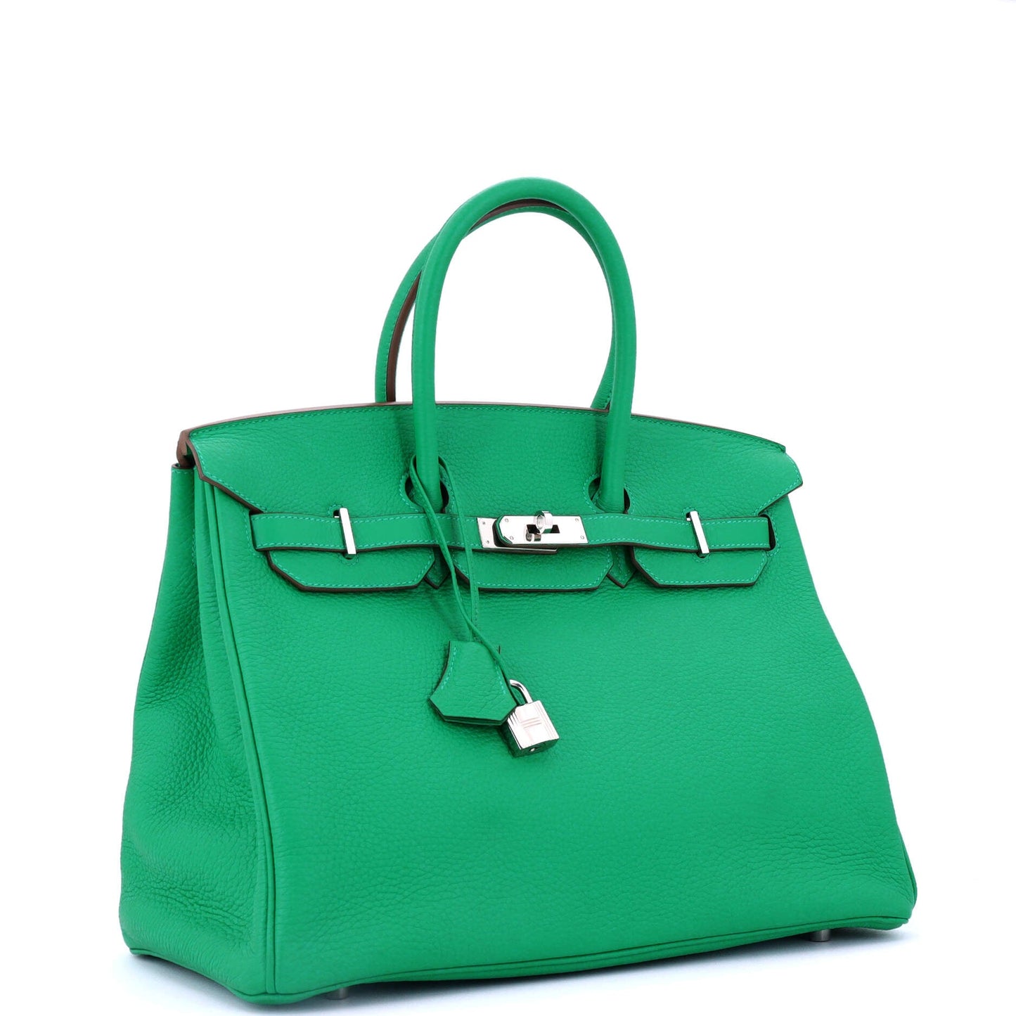 Birkin Handbag Menthe Clemence with Palladium Hardware 35