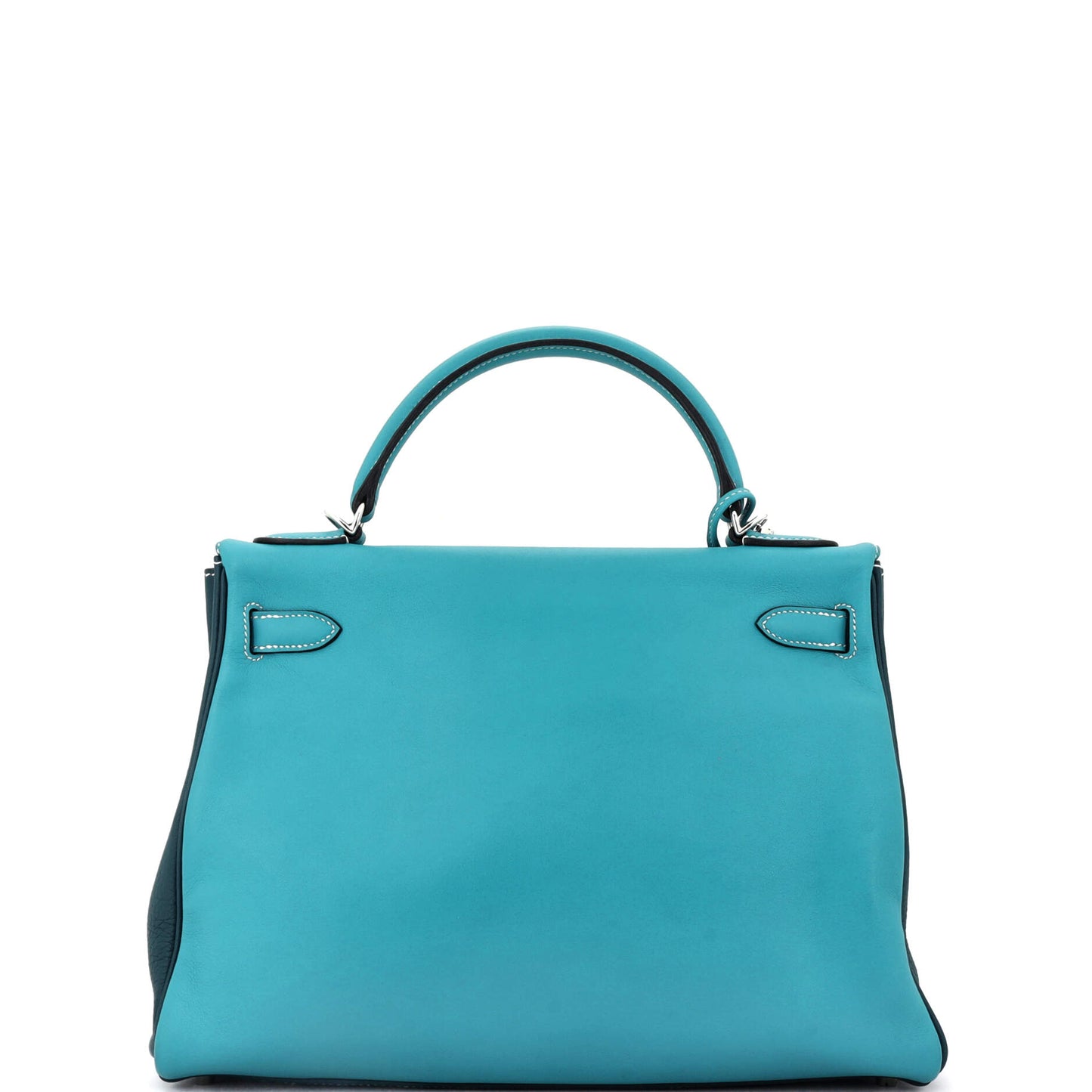 Kelly Handbag Tricolor Ostrich with Swift and Clemence and Palladium Hardware 32