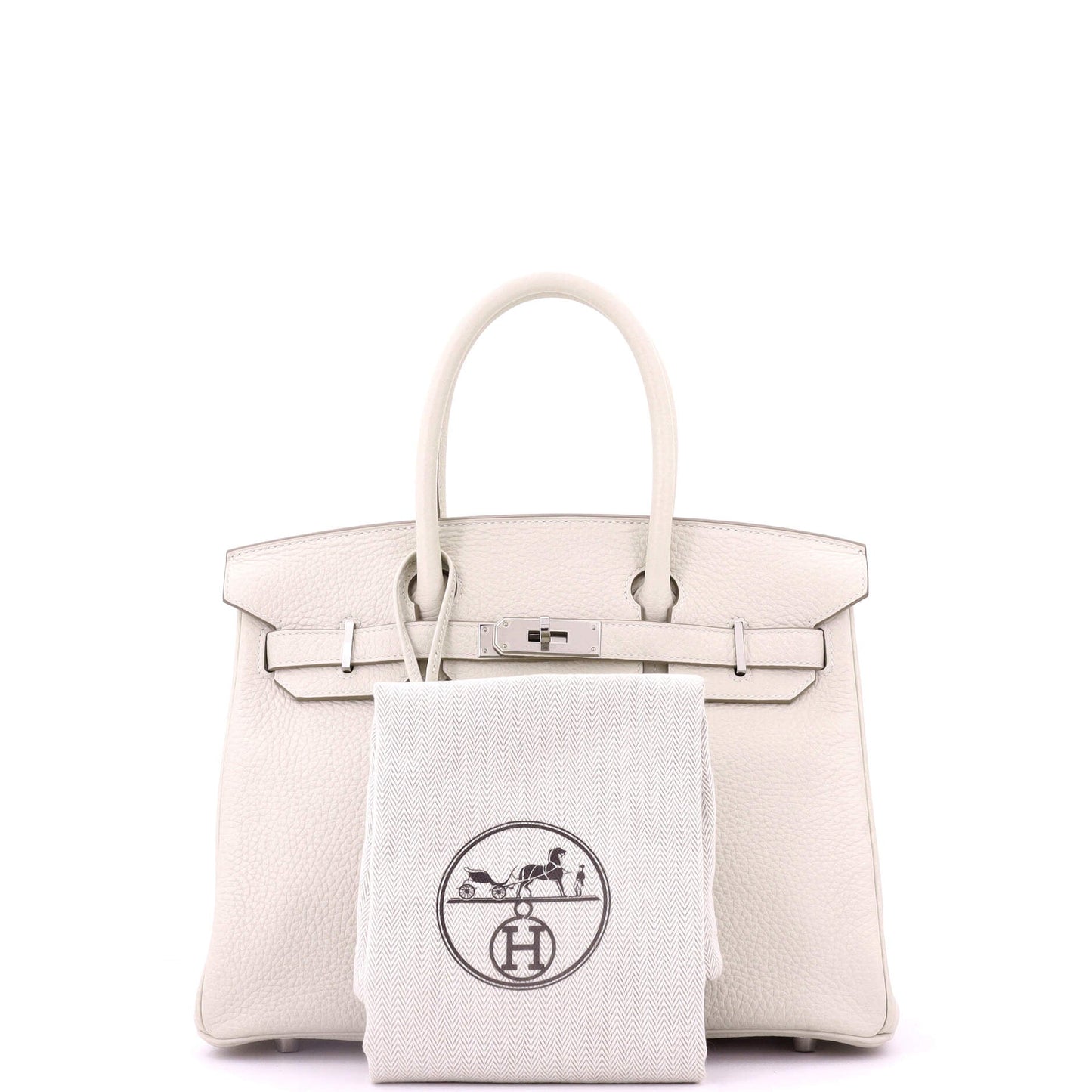Birkin Handbag Light Clemence with Palladium Hardware 30