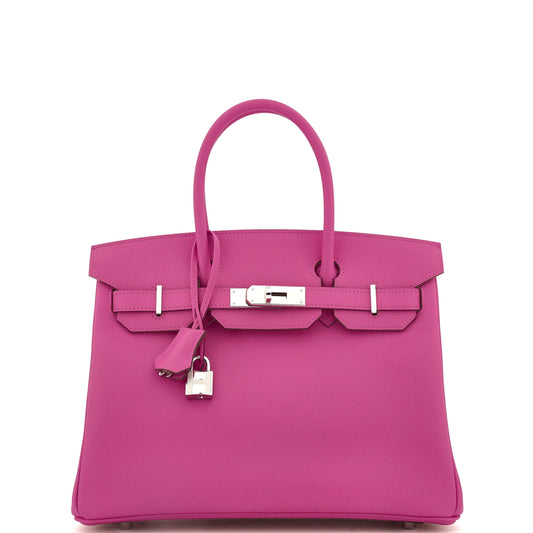 Birkin Handbag Rose Pourpre Epsom with Palladium Hardware 30