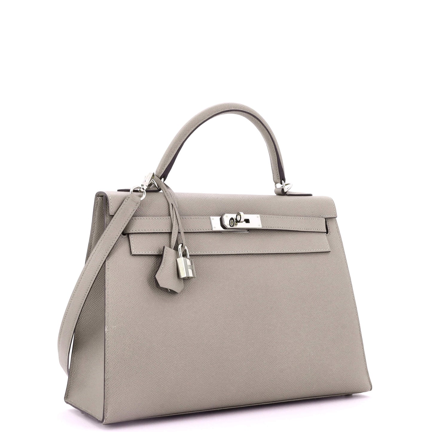 Kelly Handbag Grey Epsom with Palladium Hardware 32