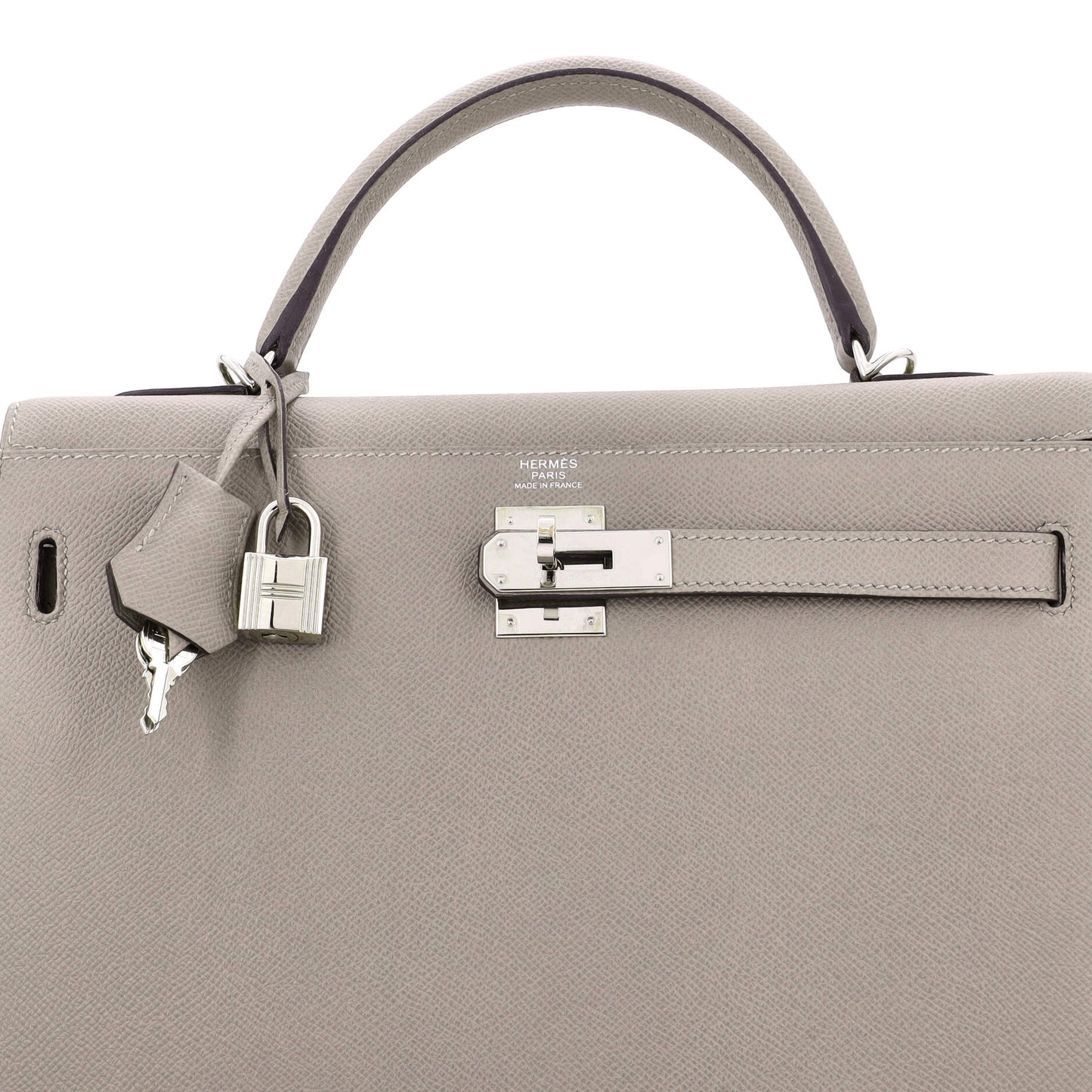 Kelly Handbag Grey Epsom with Palladium Hardware 32