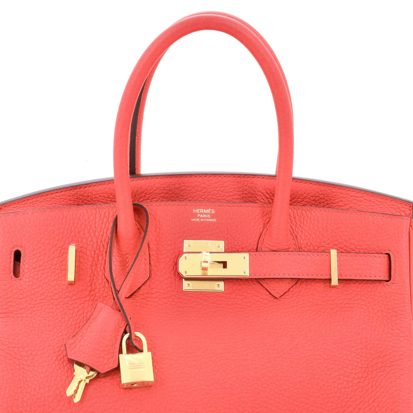 Birkin Handbag Rose Jaipur Clemence with Gold Hardware 30