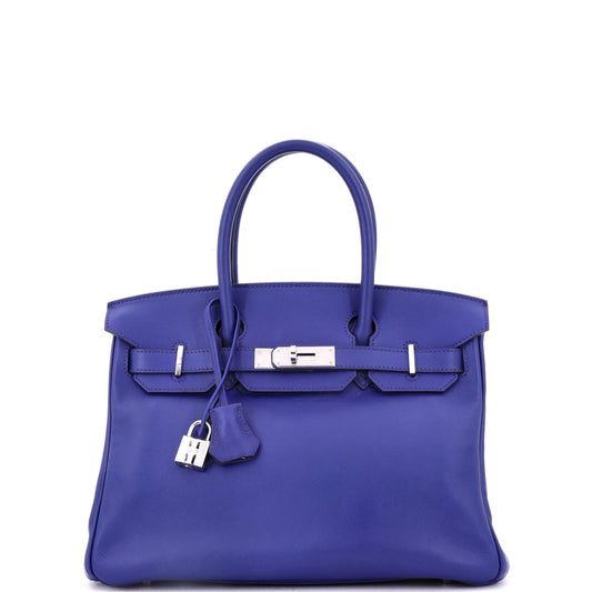 Birkin Handbag Bleu Electrique Swift with Palladium Hardware 30