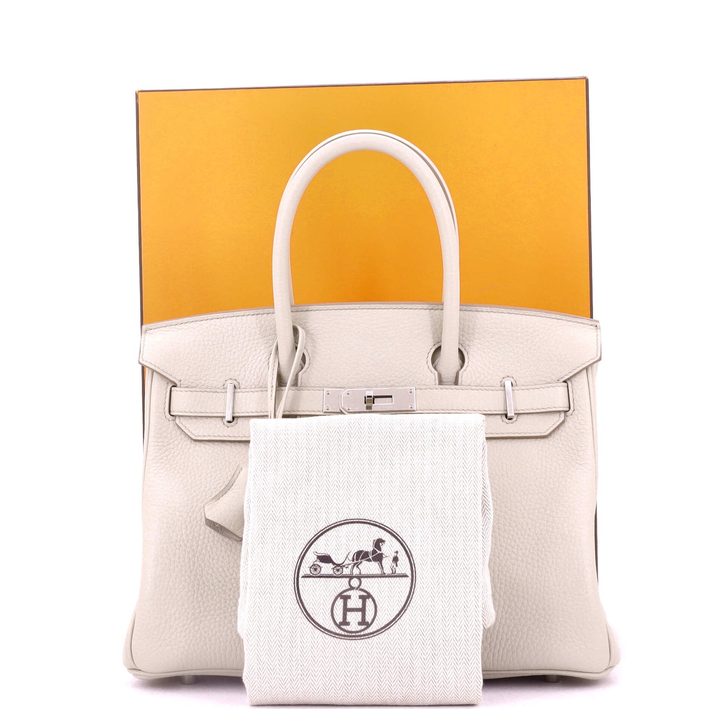 Birkin Handbag Light Clemence with Palladium Hardware 30