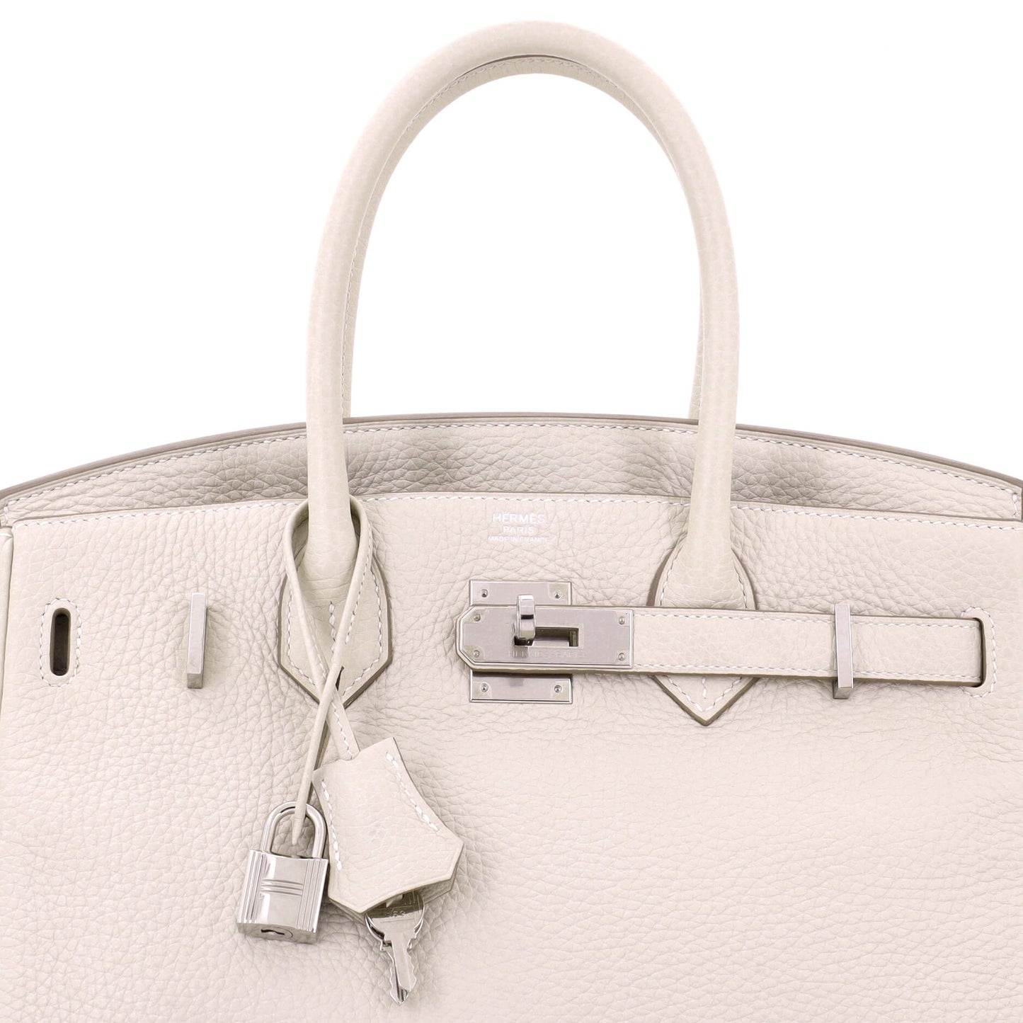 Birkin Handbag Light Clemence with Palladium Hardware 30