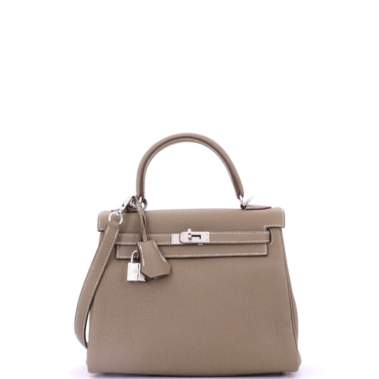 Kelly Handbag Grey Togo with Palladium Hardware 25