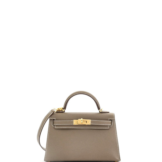 Kelly Mini II Bag Grey Epsom with Gold Hardware 20