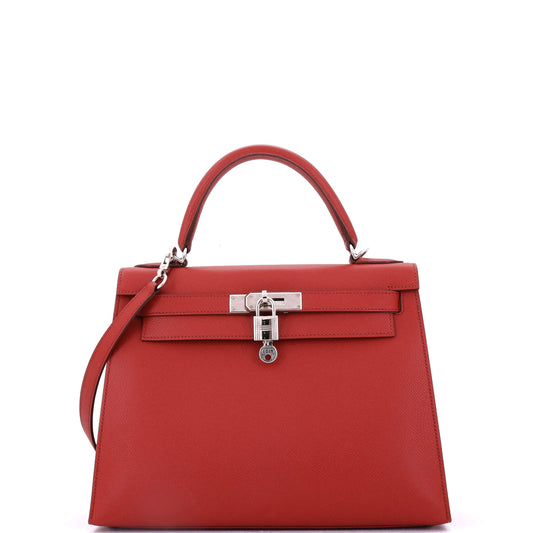 Kelly Handbag Rouge Garance Epsom with Palladium Hardware 28