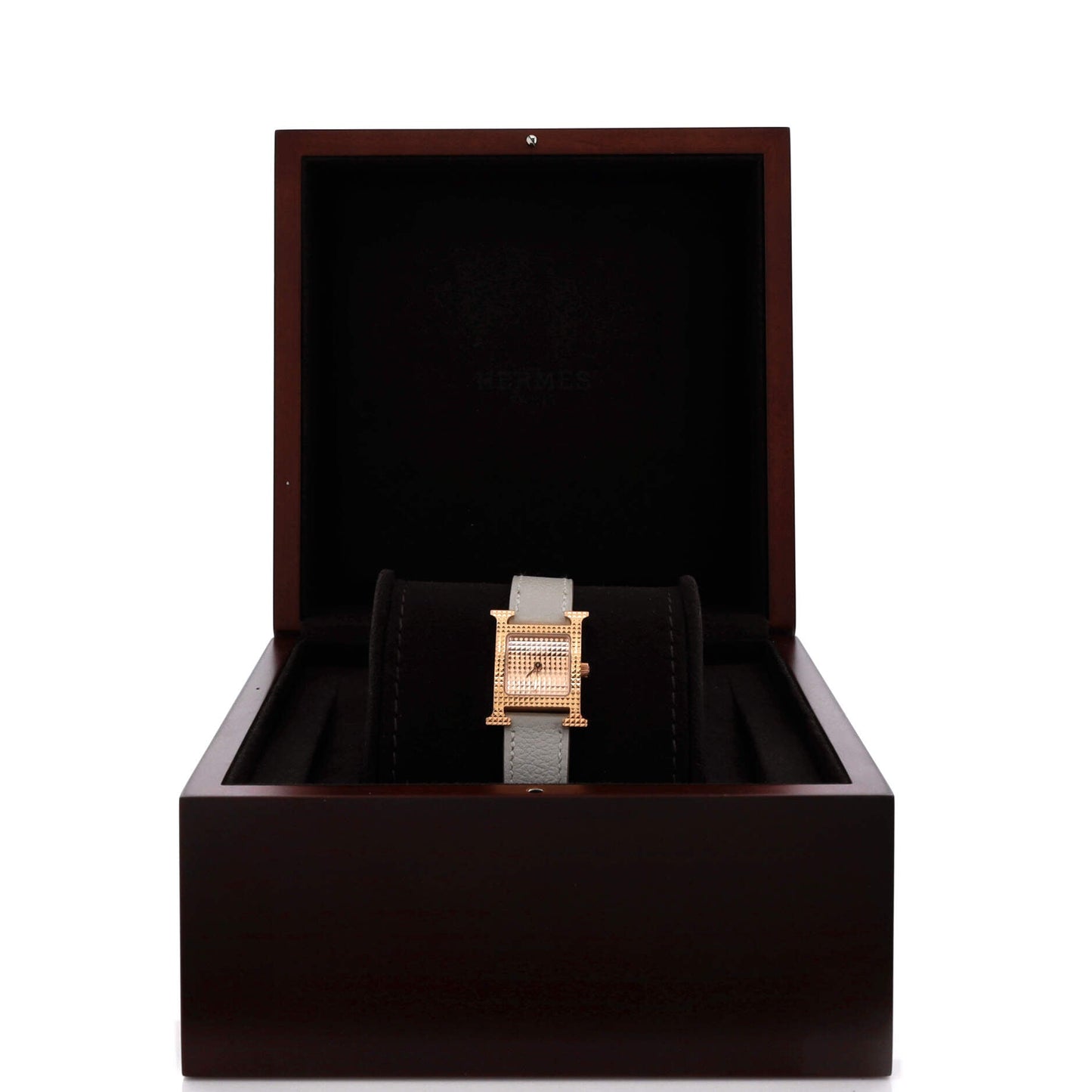 Heure H Quartz Watch Clous de Paris Hobnail Rose Gold and Leather 21