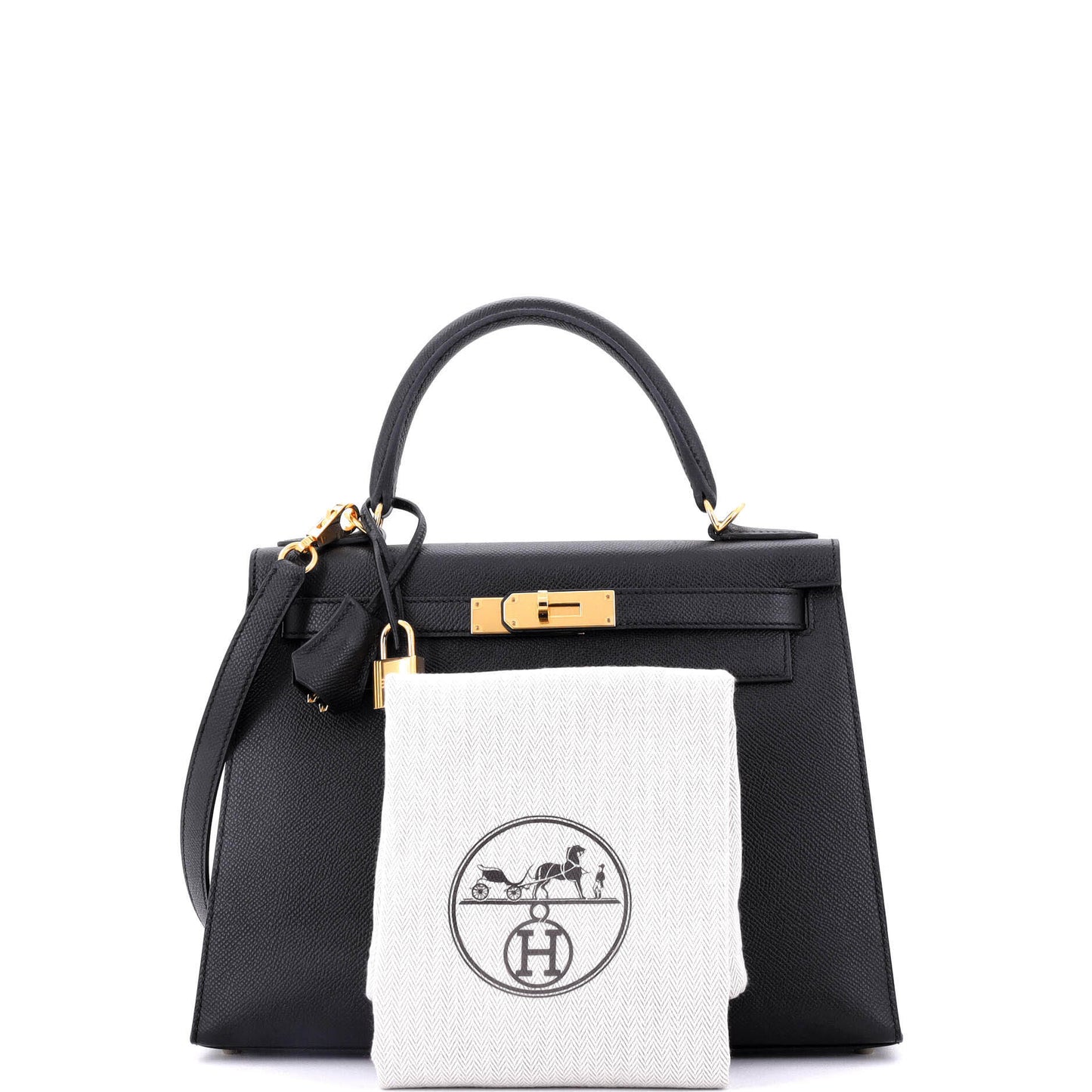 Kelly Handbag Noir Epsom with Gold Hardware 28