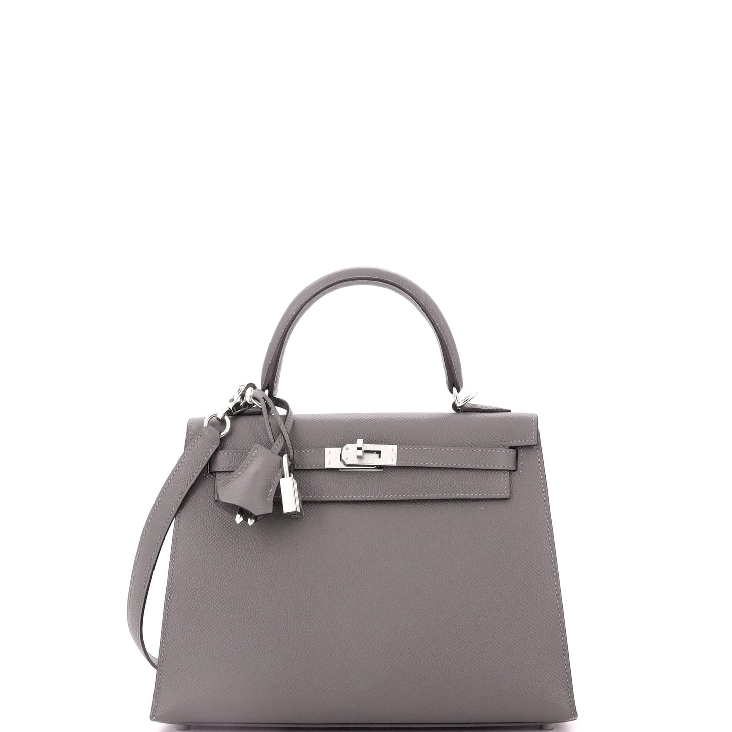 Kelly Handbag Grey Epsom with Palladium Hardware 25