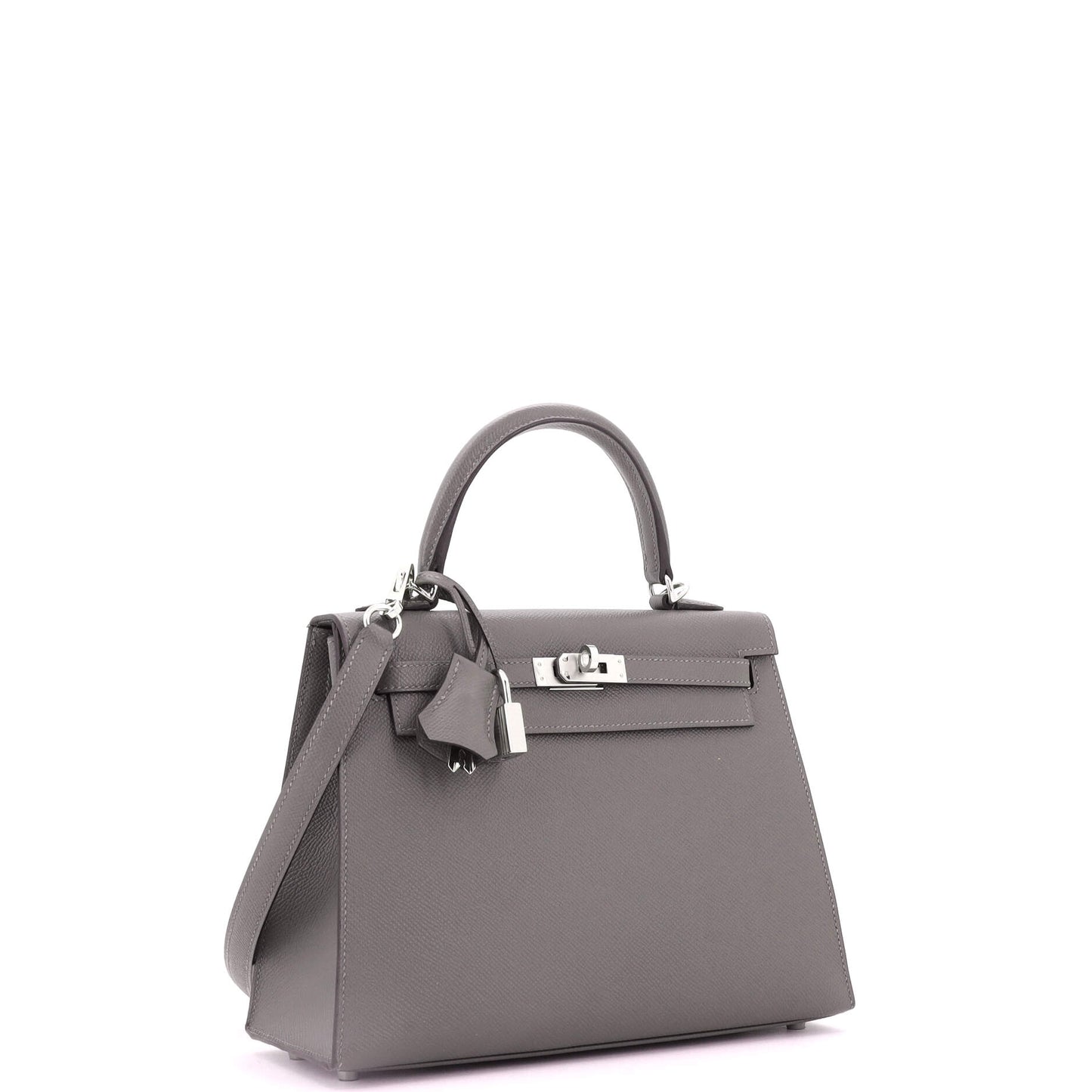 Kelly Handbag Grey Epsom with Palladium Hardware 25