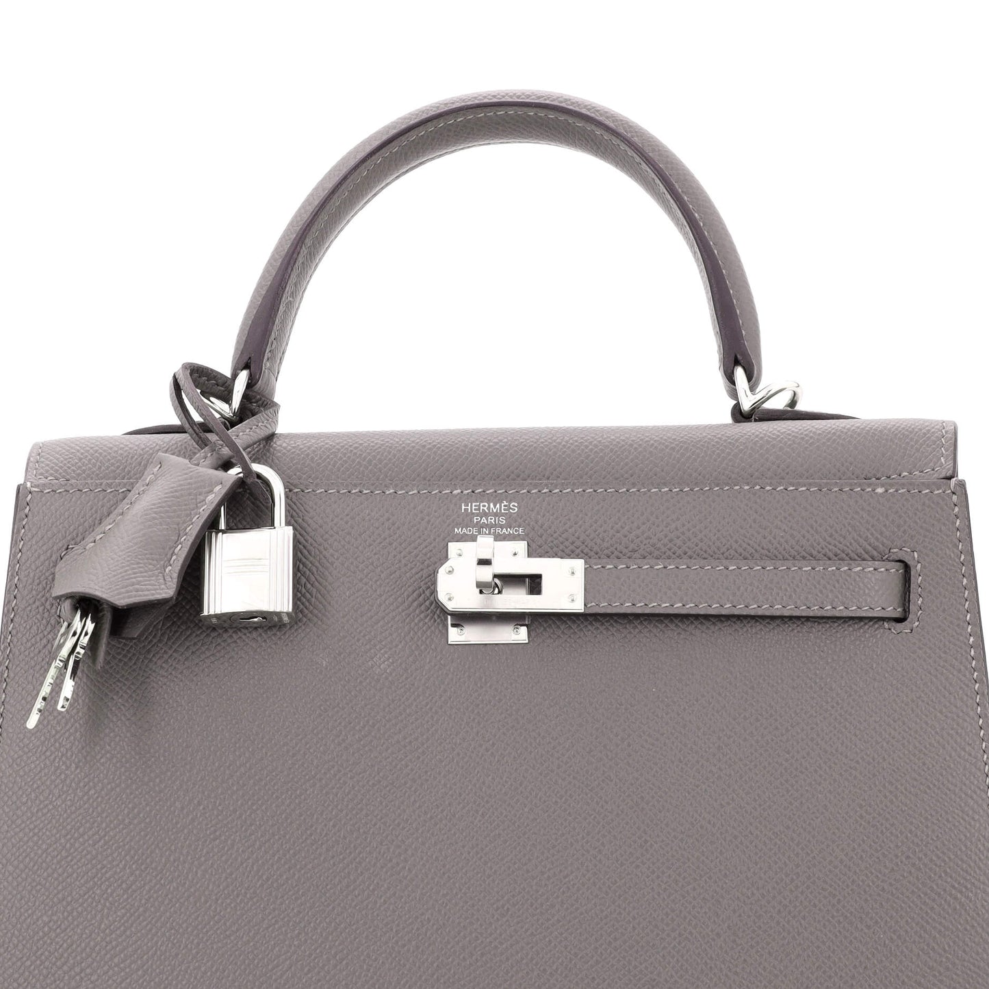Kelly Handbag Grey Epsom with Palladium Hardware 25
