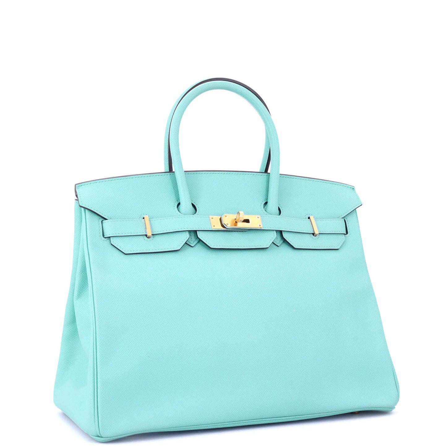 Birkin Handbag Bleu Atoll Epsom with Gold Hardware 35