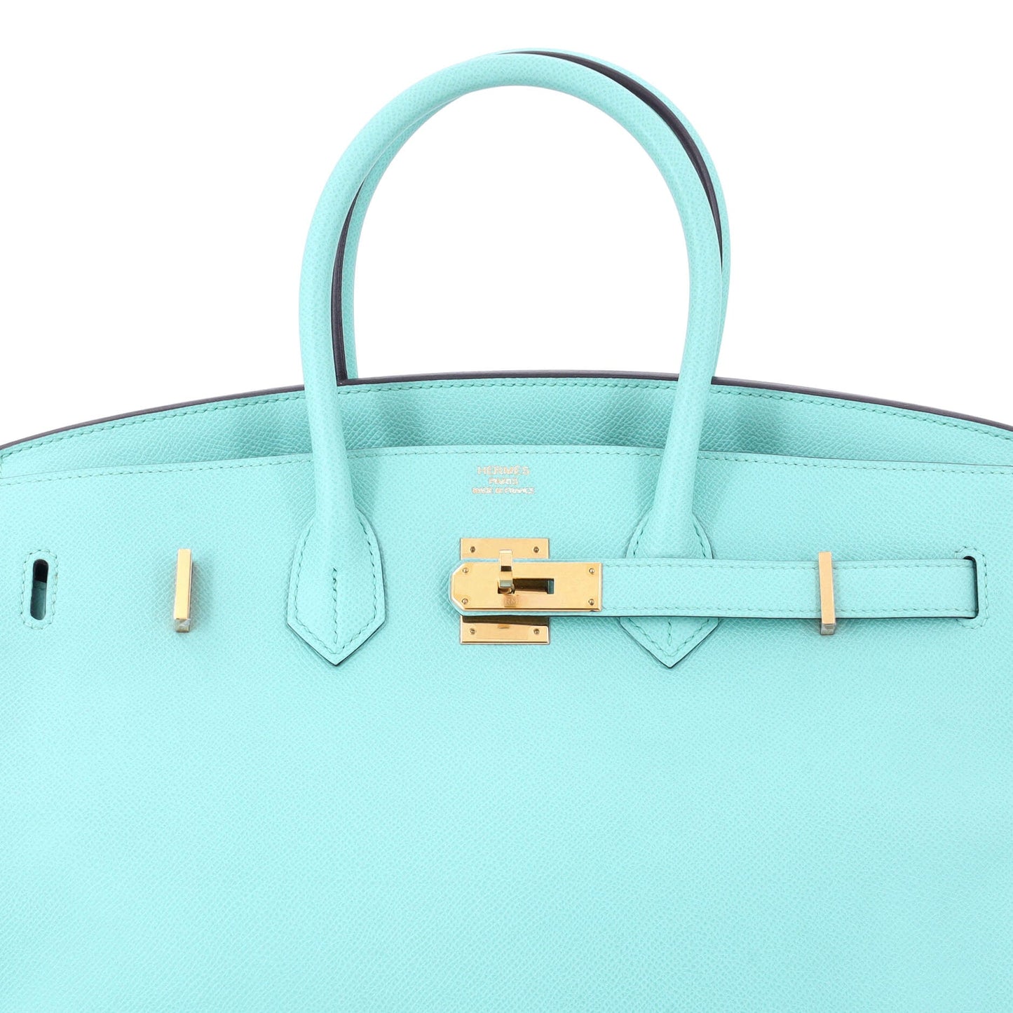 Birkin Handbag Bleu Atoll Epsom with Gold Hardware 35
