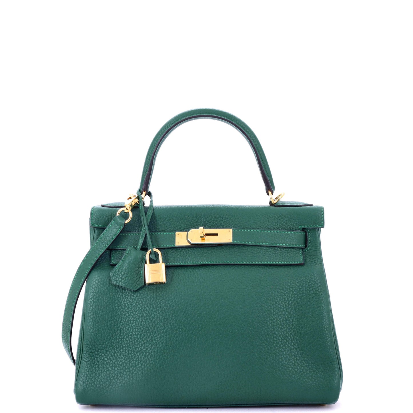 Kelly Handbag Malachite Clemence with Gold Hardware 28