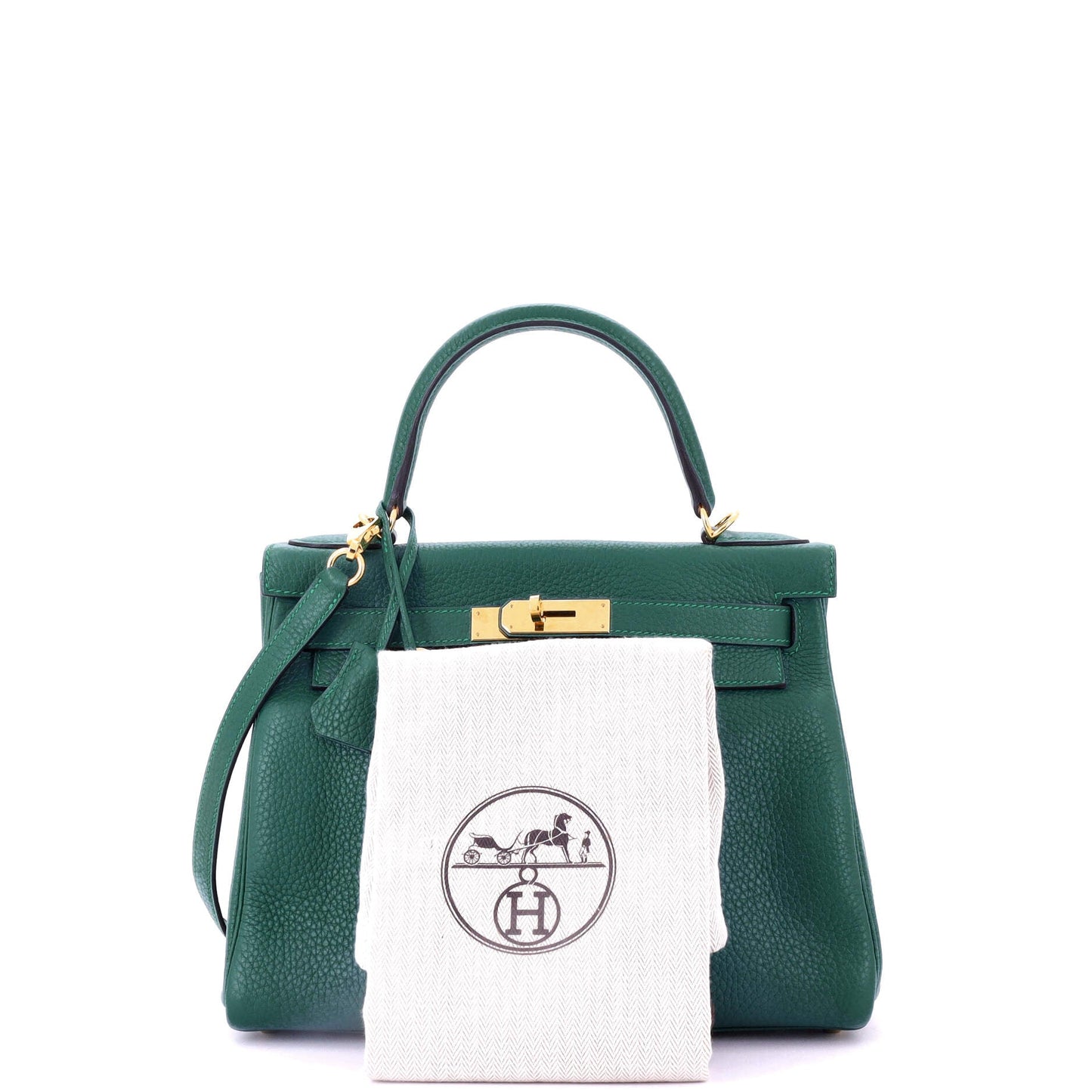 Kelly Handbag Malachite Clemence with Gold Hardware 28