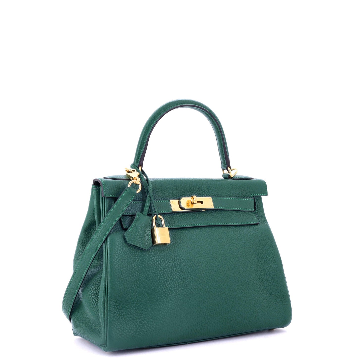 Kelly Handbag Malachite Clemence with Gold Hardware 28