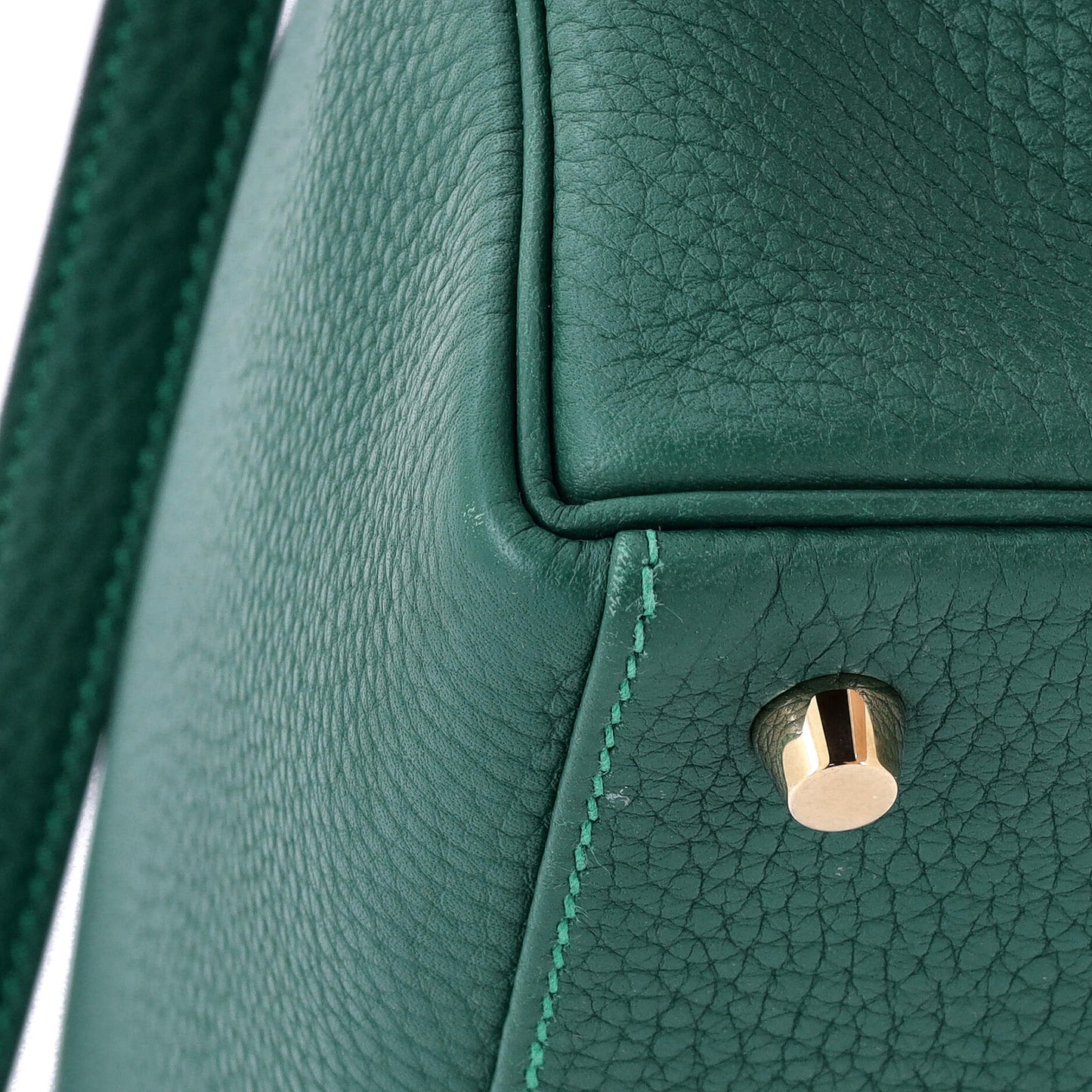 Kelly Handbag Malachite Clemence with Gold Hardware 28