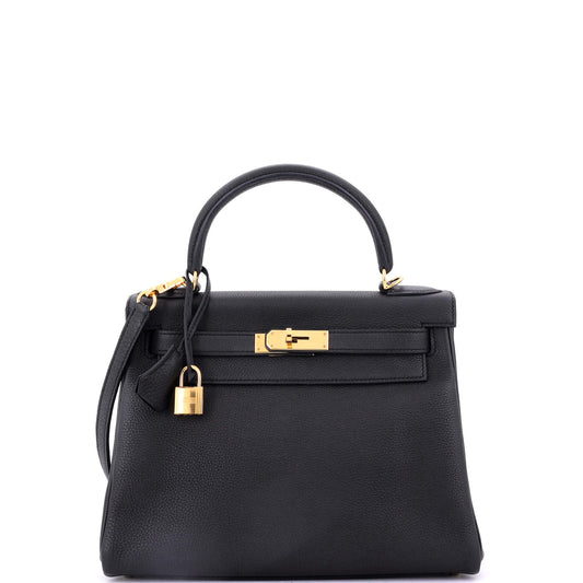Kelly Handbag Noir Togo with Gold Hardware 28