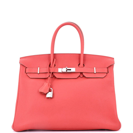 Birkin Handbag Rose Jaipur Clemence with Palladium Hardware 35