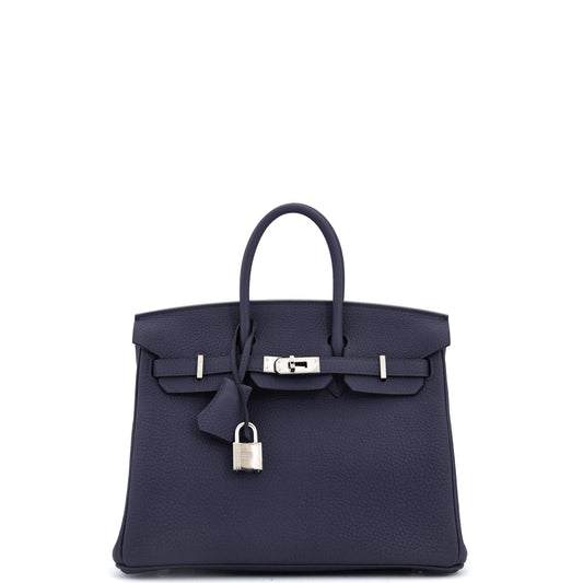 Birkin Handbag Bleu Nuit Togo with Palladium Hardware 25