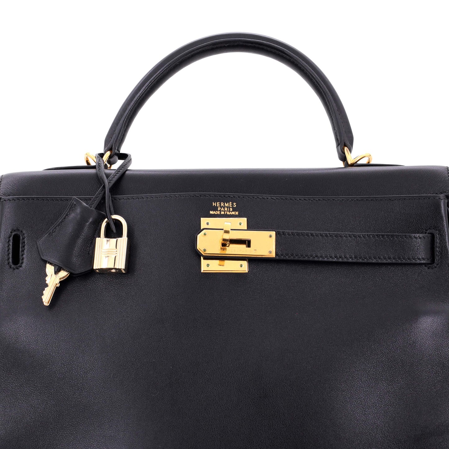Kelly Handbag Noir Gulliver with Gold Hardware 32