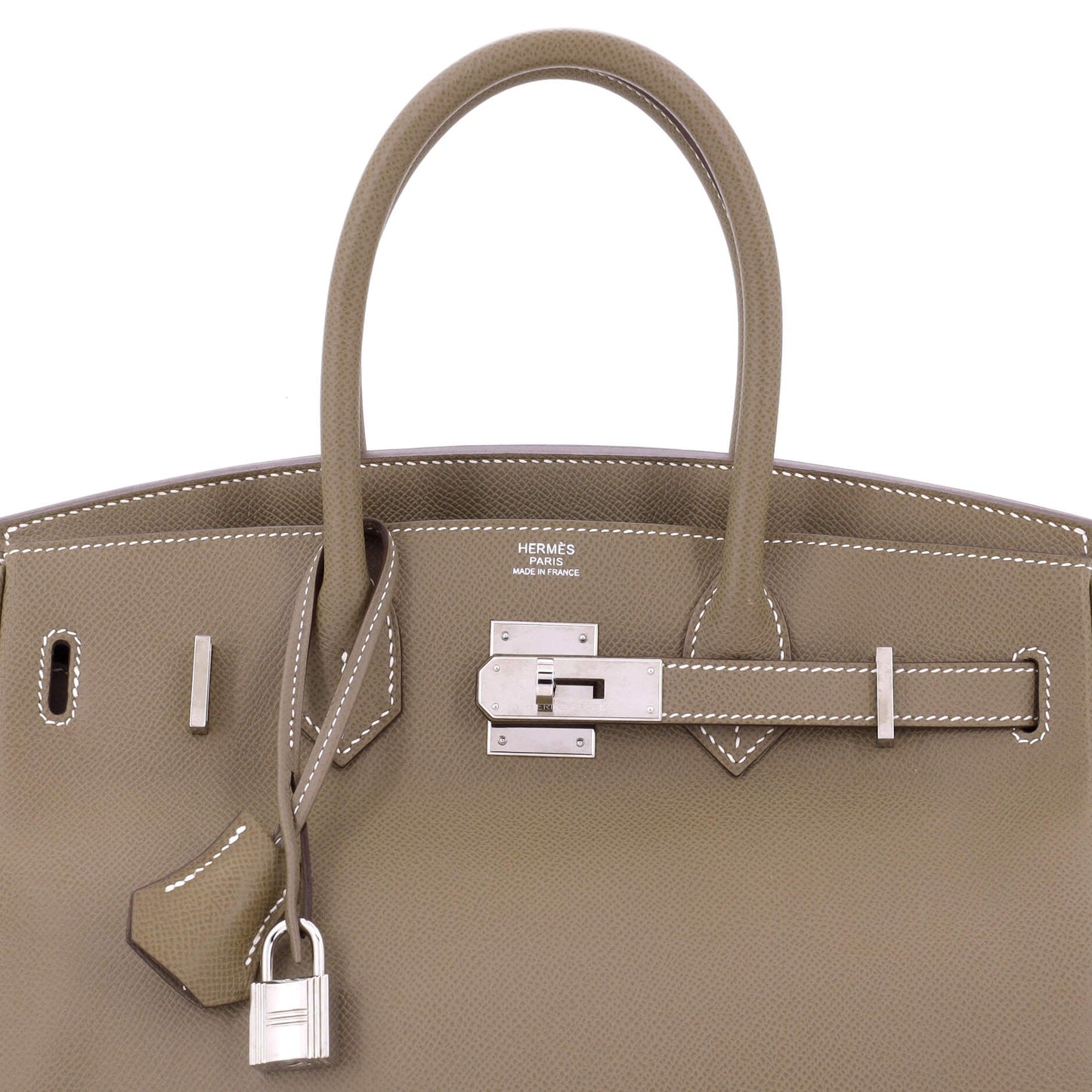 Birkin Handbag Grey Epsom with Palladium Hardware 30