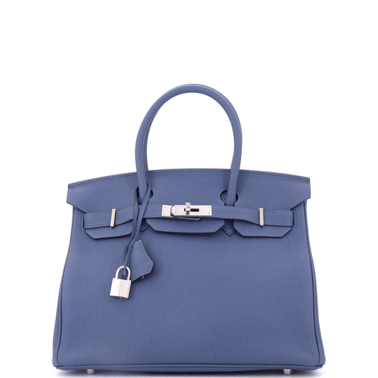 Birkin Handbag Bleu Brighton Togo with Palladium Hardware 30
