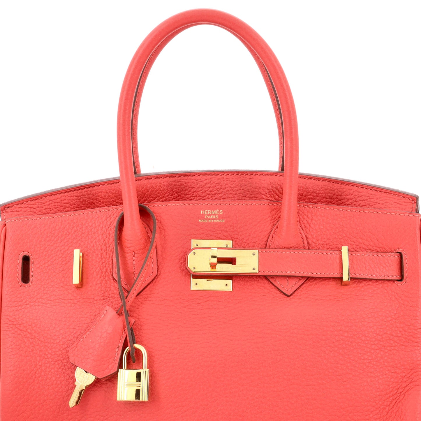 Birkin Handbag Rose Jaipur Clemence with Gold Hardware 30