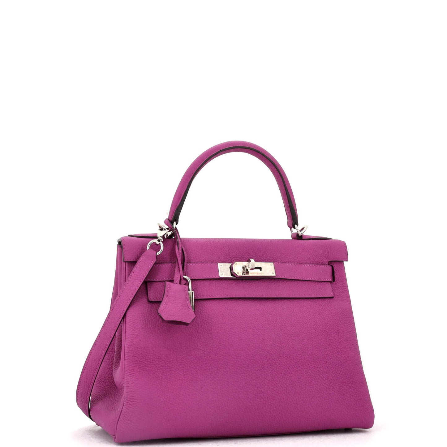 Kelly Handbag Rose Pourpre Togo with Palladium Hardware 28