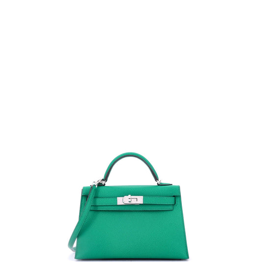 Kelly Mini II Bag Vert Jade Epsom with Palladium Hardware 20