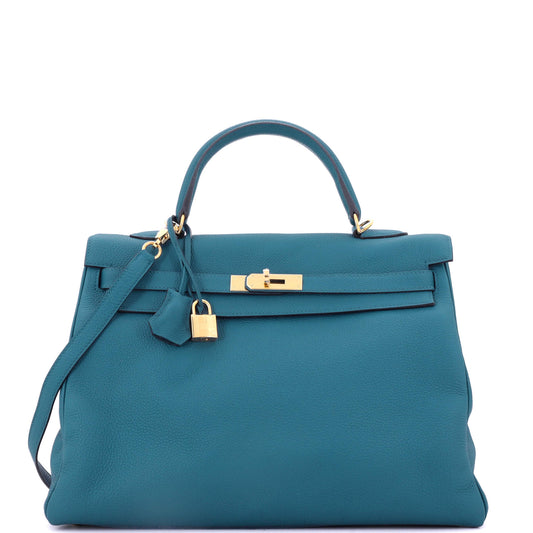 Kelly Handbag Cobalt Togo with Gold Hardware 35