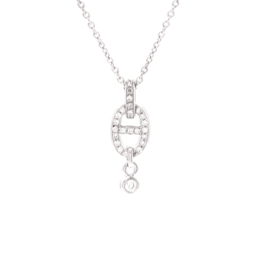 Chaine d'Ancre Enchainee Pendant Necklace 18K White Gold and Pave Diamonds PM