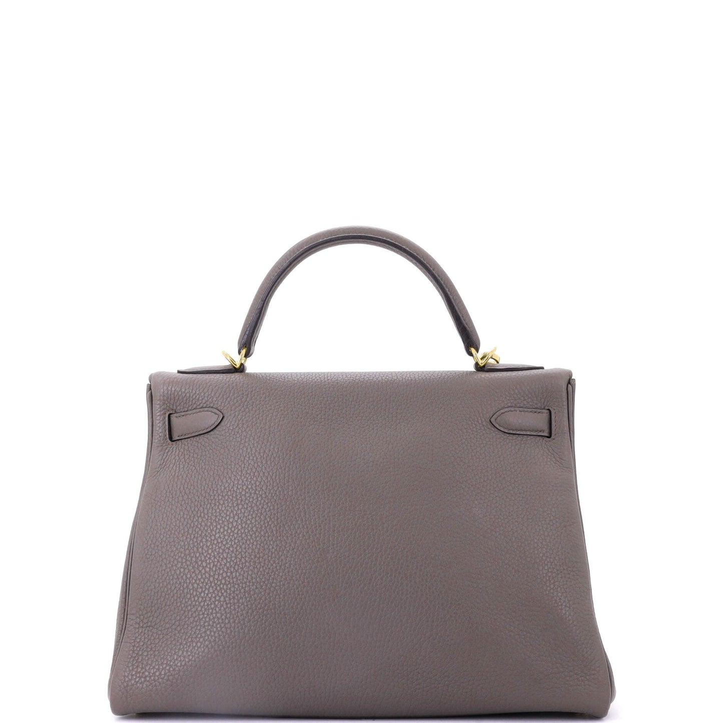 Kelly Handbag Grey Clemence with Gold Hardware 32