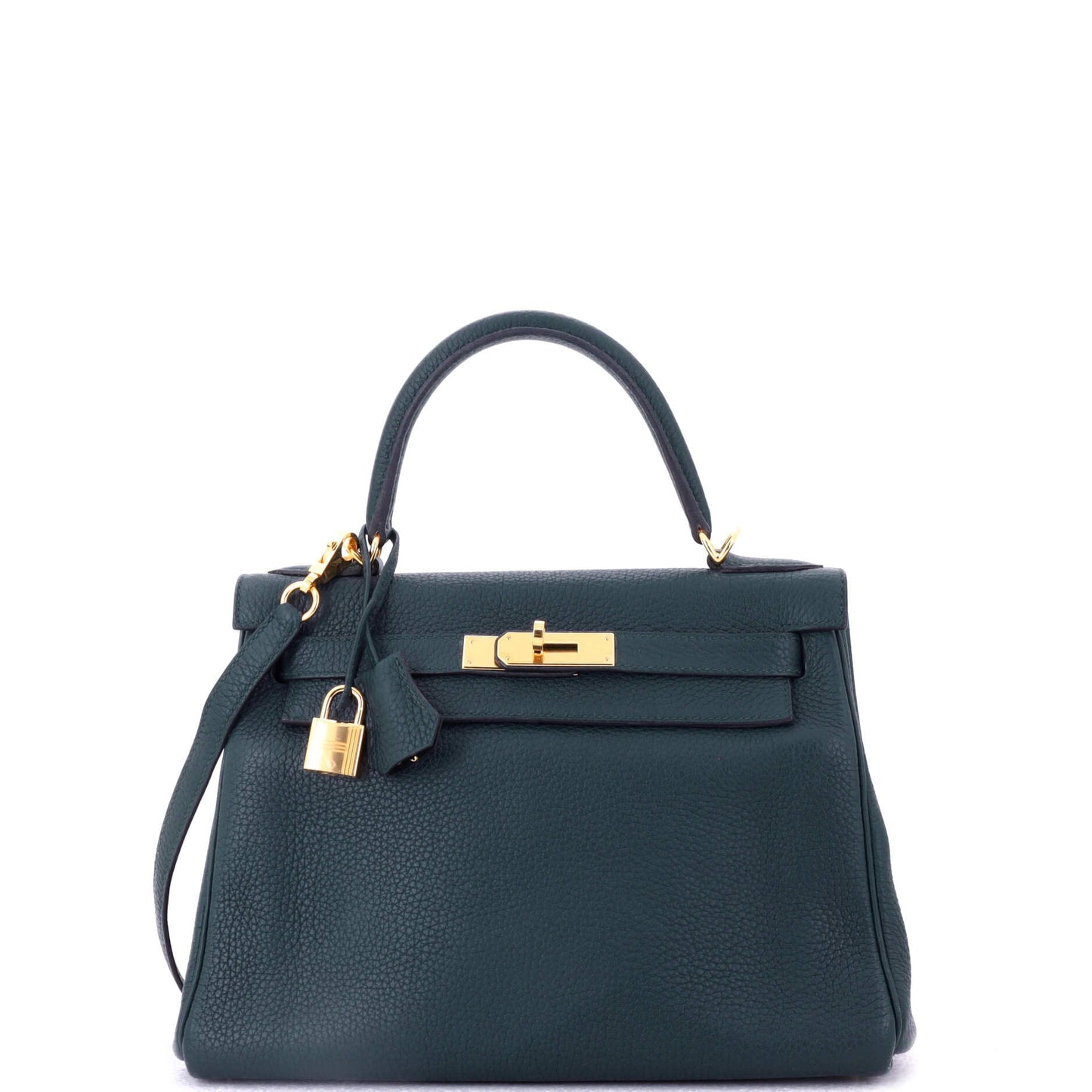 Kelly Handbag Vert Cypress Clemence with Gold Hardware 28