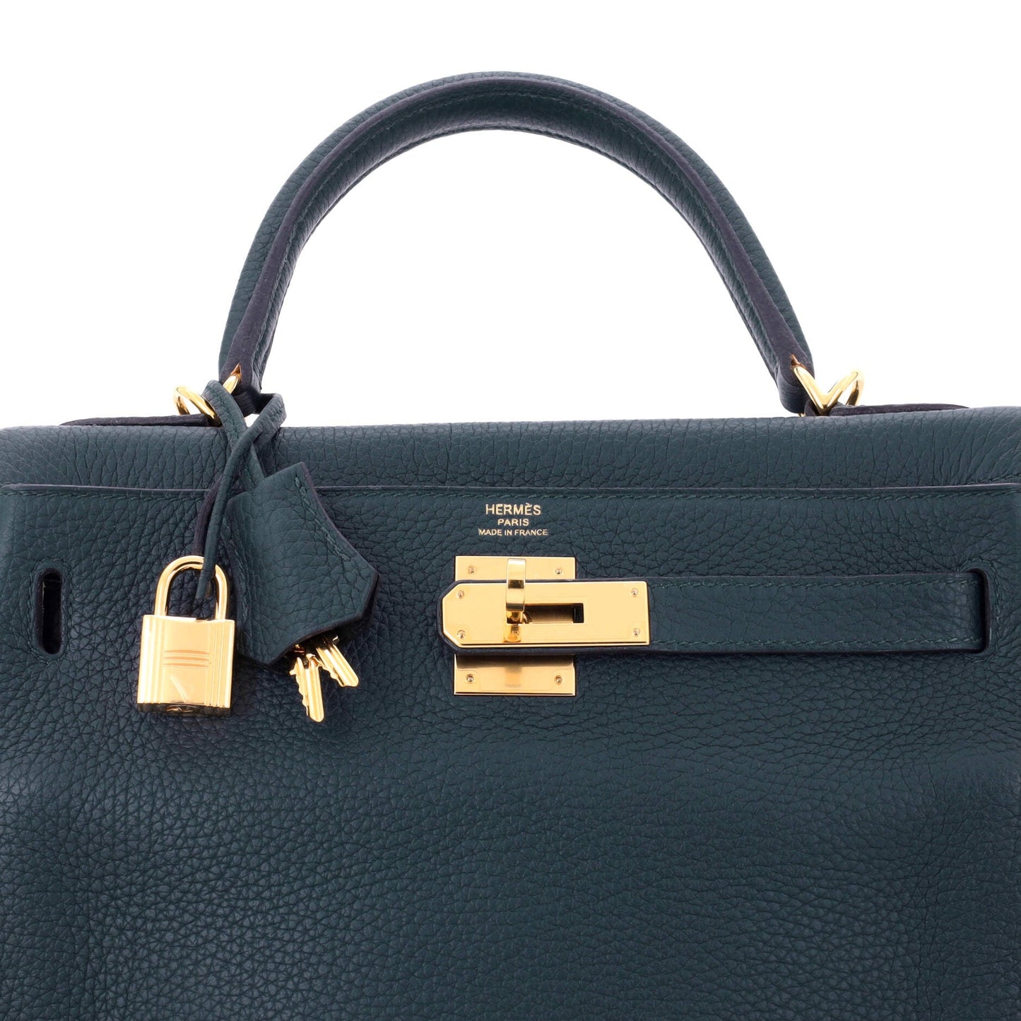 Kelly Handbag Vert Cypress Clemence with Gold Hardware 28
