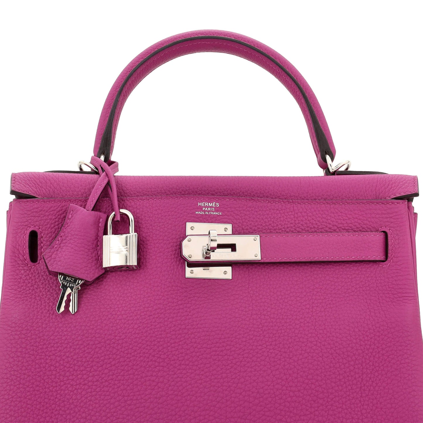 Kelly Handbag Rose Pourpre Togo with Palladium Hardware 28